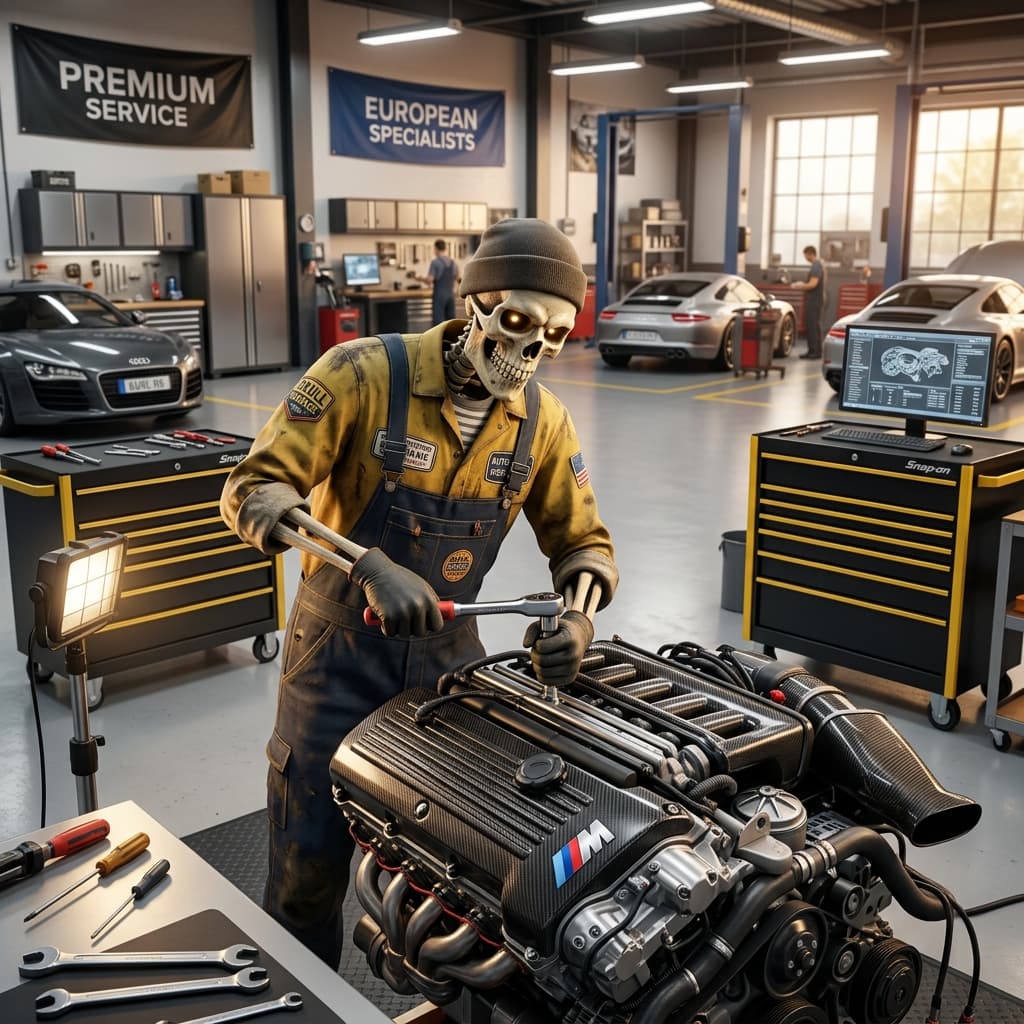 Mechanic working on premium car